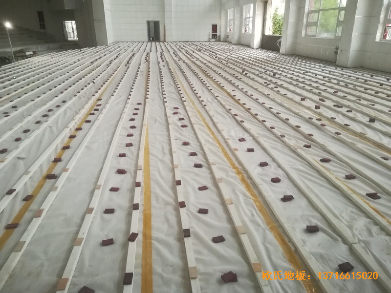 宁夏银川试验中学舞台体育木地板安装案例0